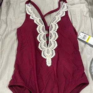 Mossimo burgundy one piece swimsuit